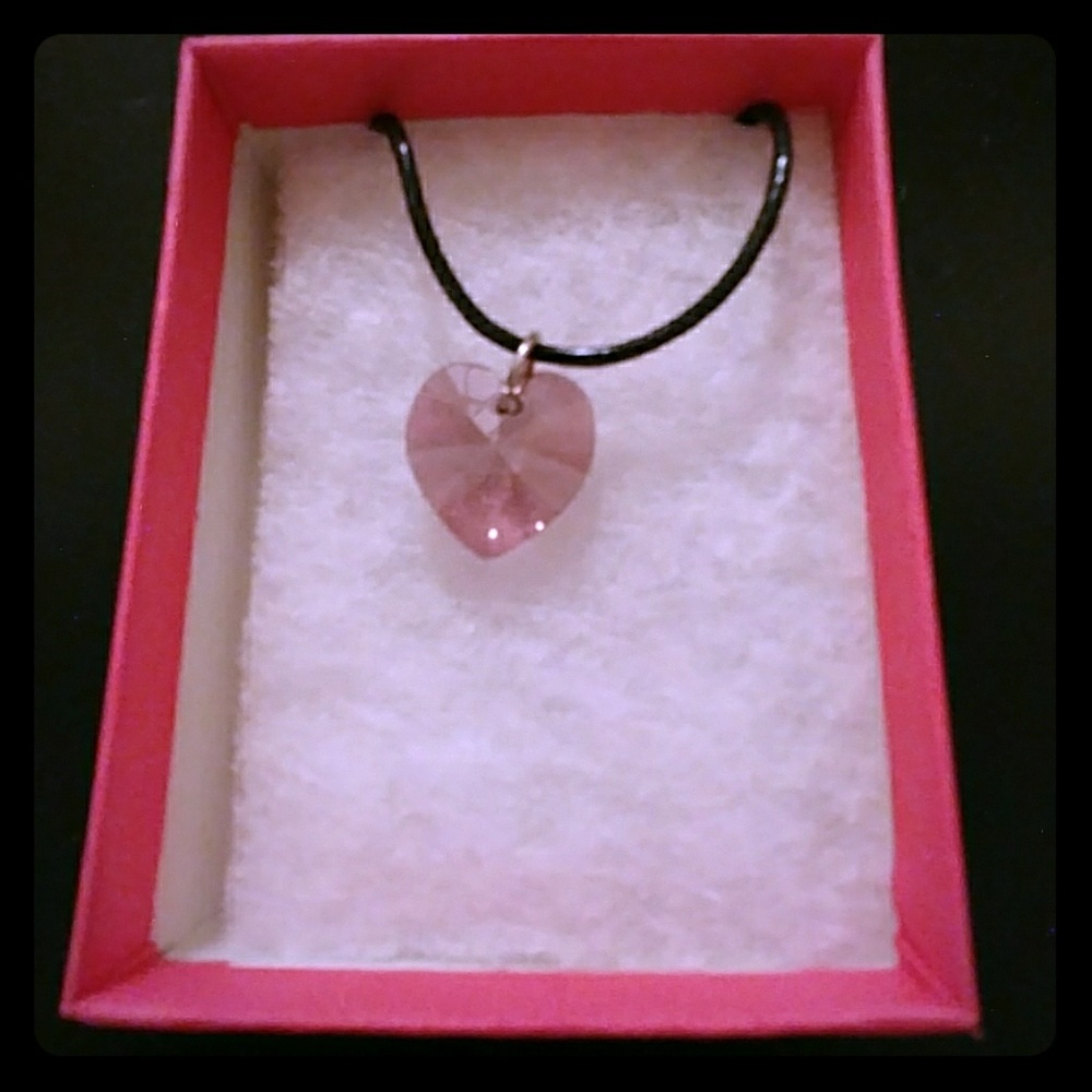 Alexandrite Pink Crystal Heart Necklace - Picture 1 of 8
